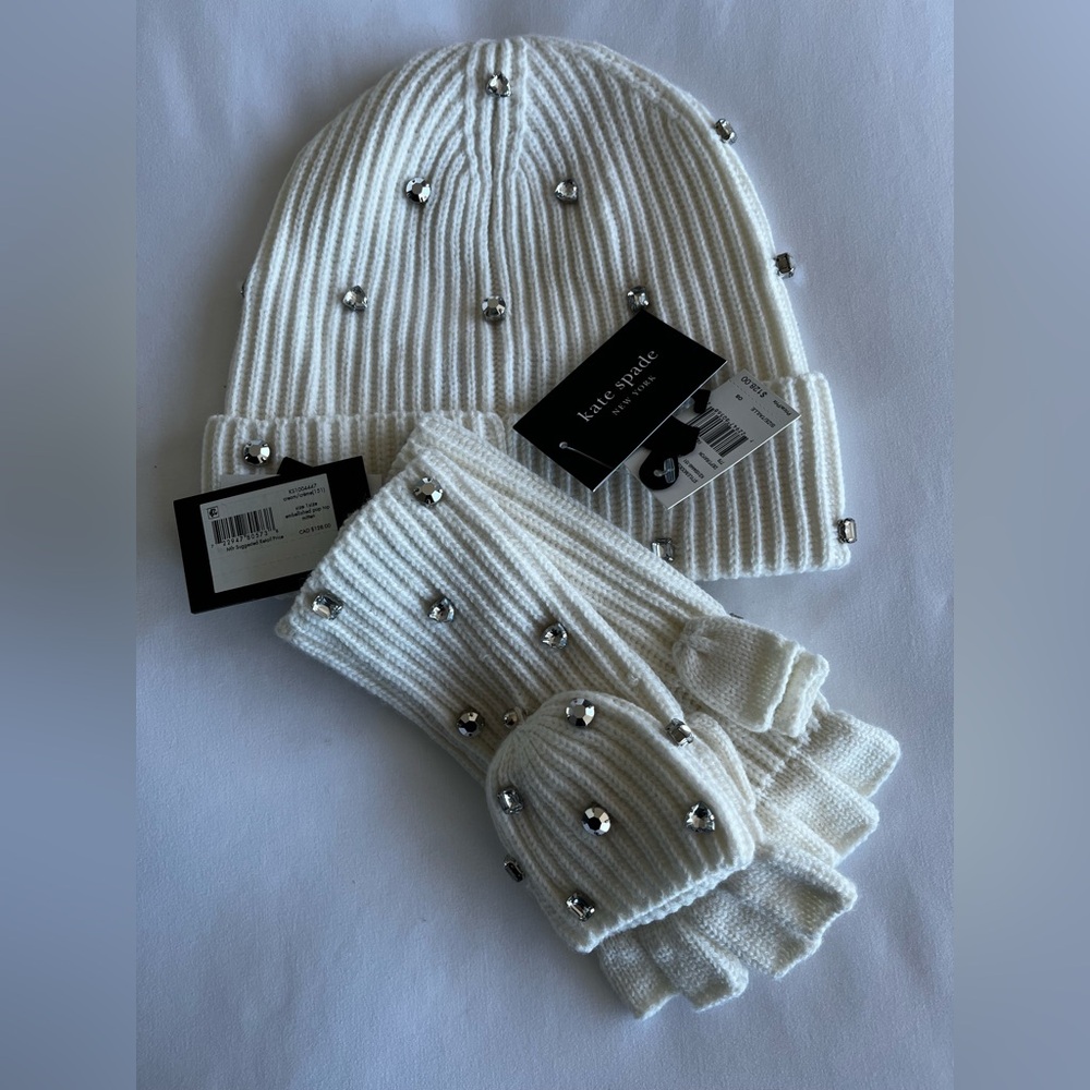 Kate Spade Hat/Gloves Pairing - Silver Embellishments